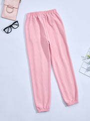 Girls Thermal Lined Fleece Elastic Waist Sweatpants