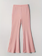 Girls Ribbed Knit Flare Leg Pants High Waist Kids Spring Summer Clothes