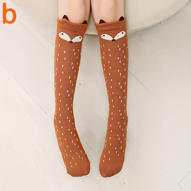 Cartoon Cat Print Knee High Stockings