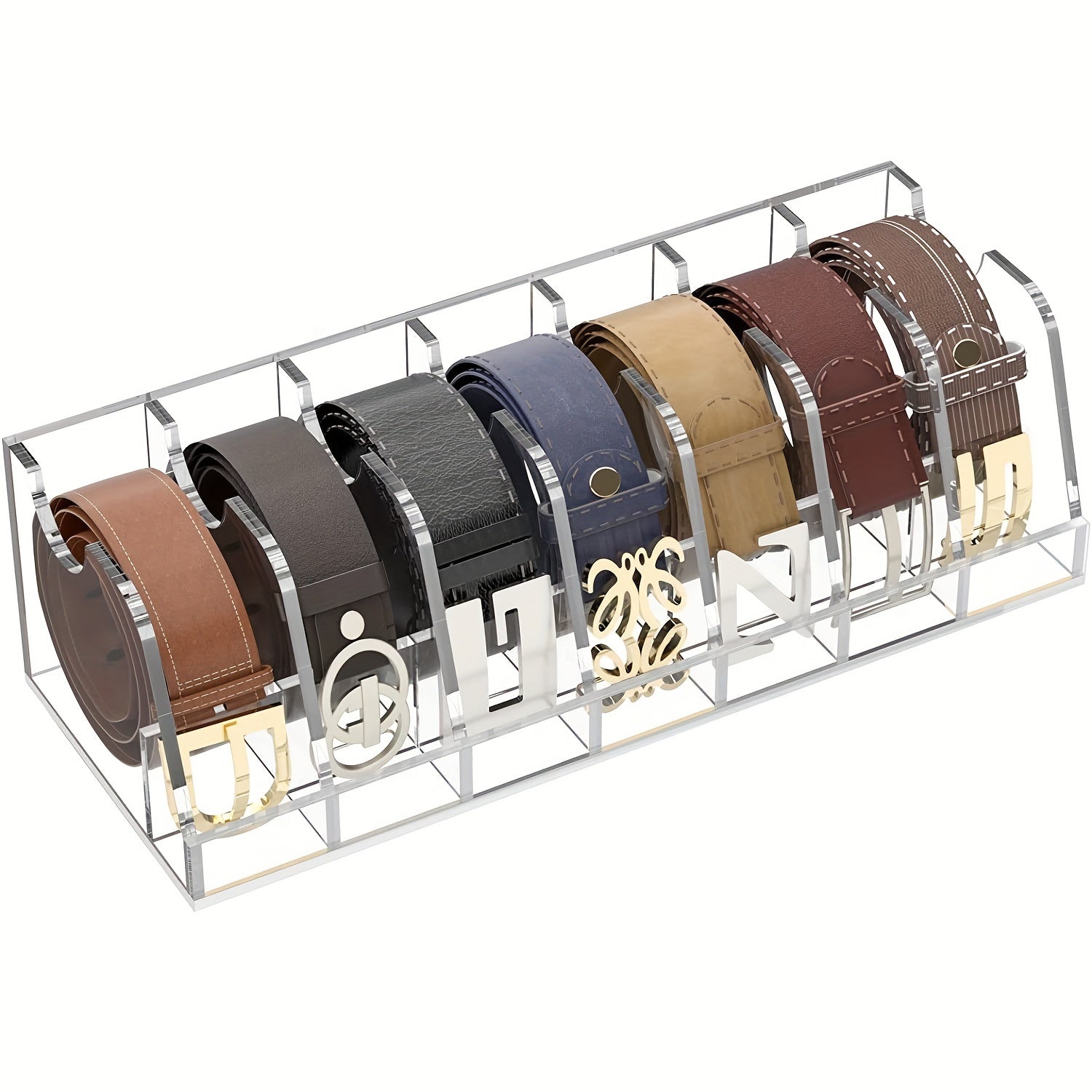 Acrylic Belt Storage Box 7 Grid Tie Belt Silk Scarf Display Rack