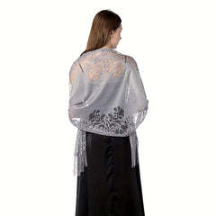 Floral Lace Hollow Scarf Shawl Embroidery Tassel Wrap Women Wedding Bridal Shawl