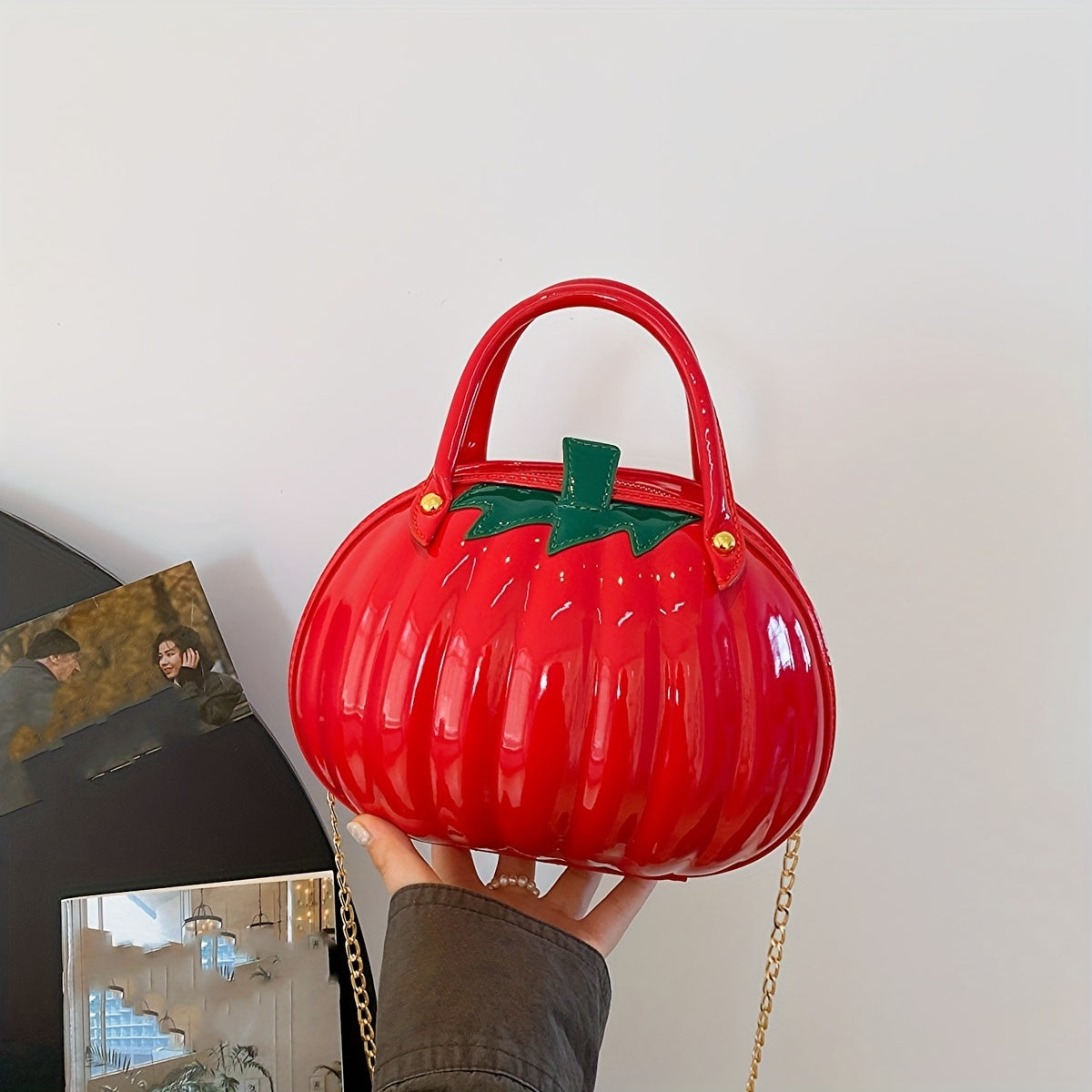 Pumpkin Shaped Satchel Novelty Crossbody Bag Halloween Candy Bag