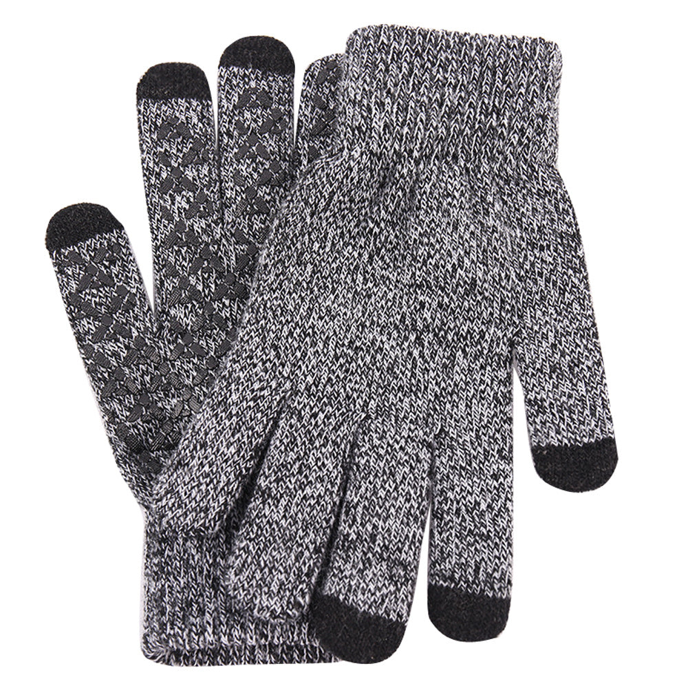 Men's Warm Knitted Gloves Velvet Non-slip Touch Screen Gloves