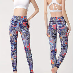 Plant Graphic Yoga Pants Tummy Control Leggings Women's Activewear