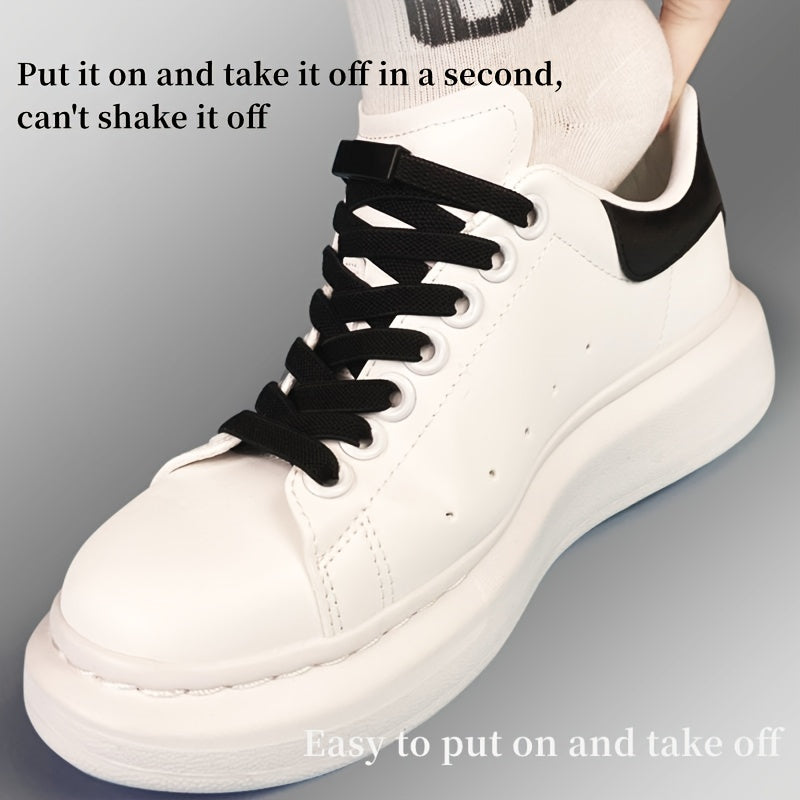 Magnetic Buckle No Tie Shoe Laces Stretch Elastic Flat Laces