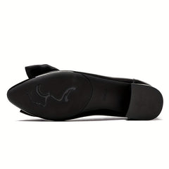 Women's Bowknot Low Heels Patent Leather Pointed Toe Shoes