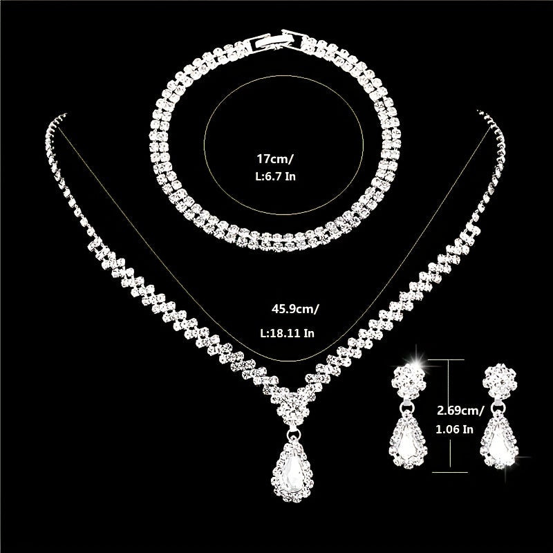 Water Drop Rhinestone Jewelry Set