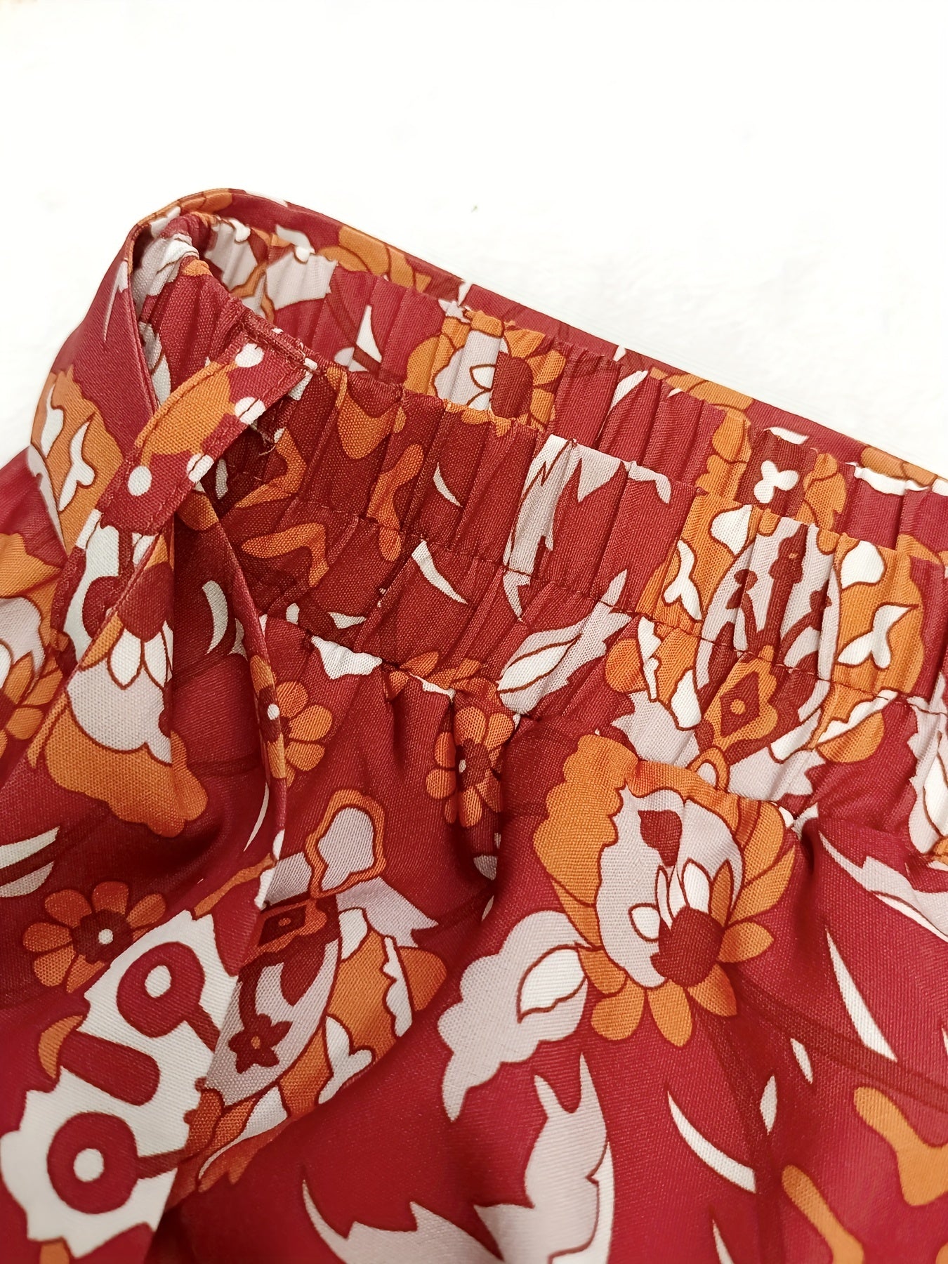  Boho Pants Women's Plus Floral Paisley Print Wide Leg Loose Pants