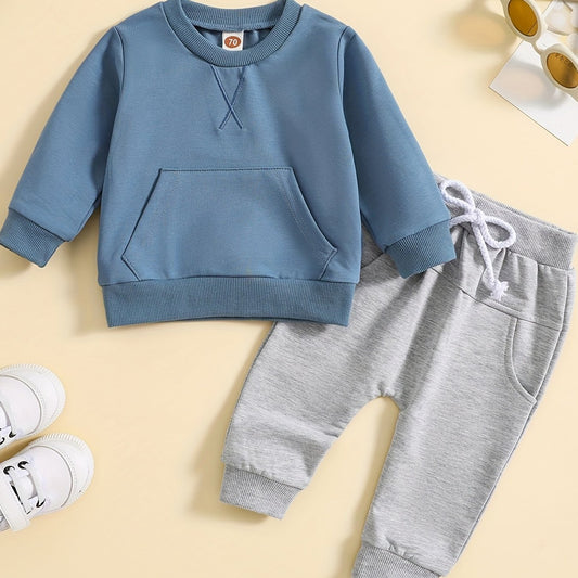 Toddler Boys Set Long Sleeve Pullover Top & Drawstring Pants 2pcs Outfit