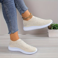 Rhinestone Mesh Sports Shoes Lightweight Casual Walking Shoes