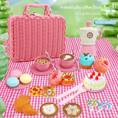 Tea Party Picnic Basket Set Pretend Play Food