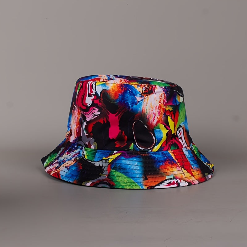 Colorful Graffiti Reversible Bucket Hat Lightweight Fisherman Cap