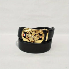 Men's Rhinestone Leather Belt with Automatic Buckle
