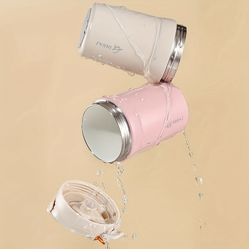 Ceramic Liner Straw Drinking Cup Coffee Cup 304 Stainless Steel Pink