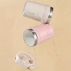 Ceramic Liner Straw Drinking Cup Coffee Cup 304 Stainless Steel Pink