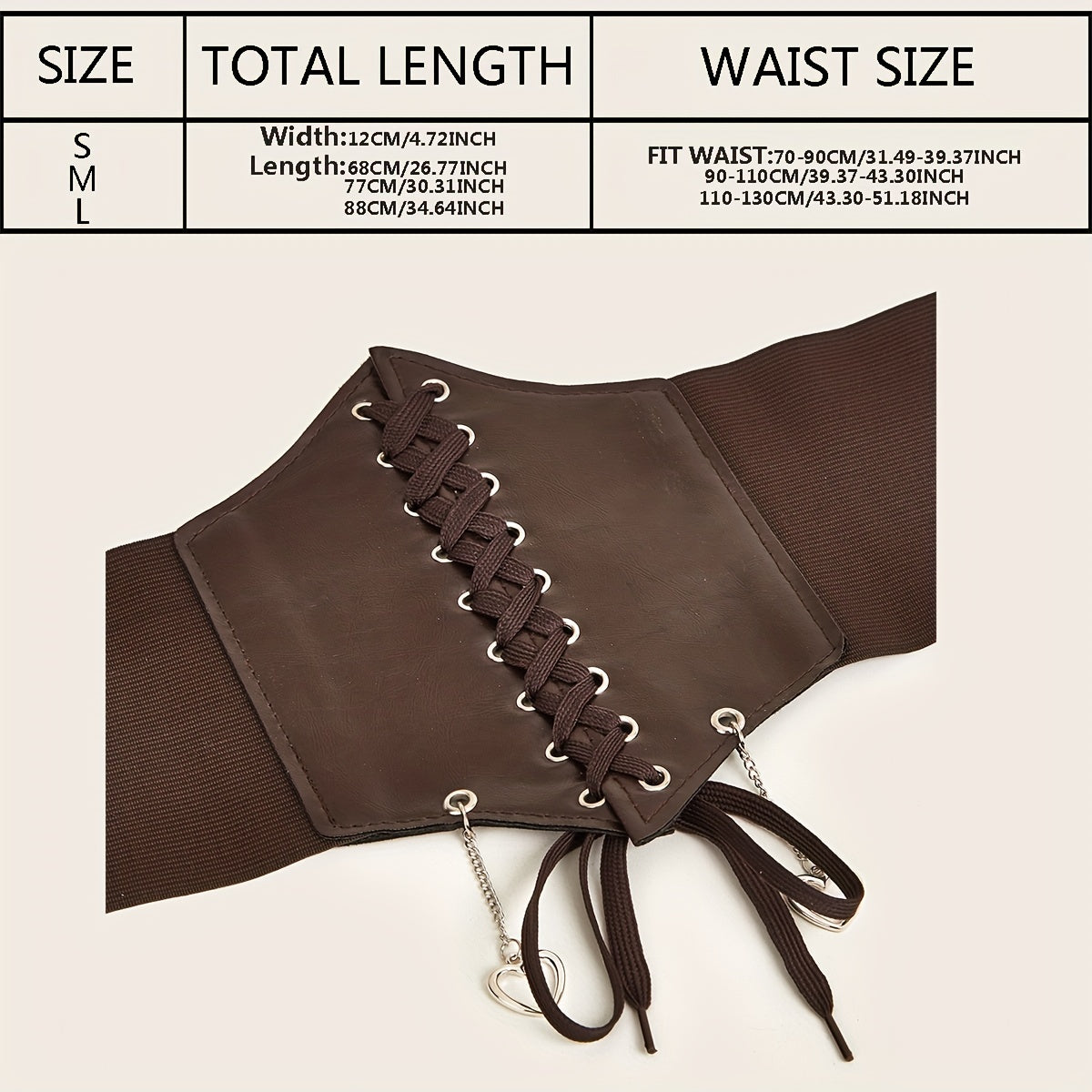 Heart Pendant Lace Up Belt Punk Bowknot Corset Belt Women Elastic