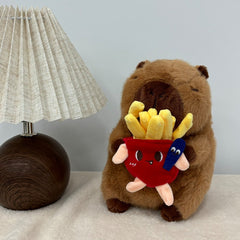 Capybara Plush Toy 8.66in Soft Stuffed Animal with French Fries & Cupcake