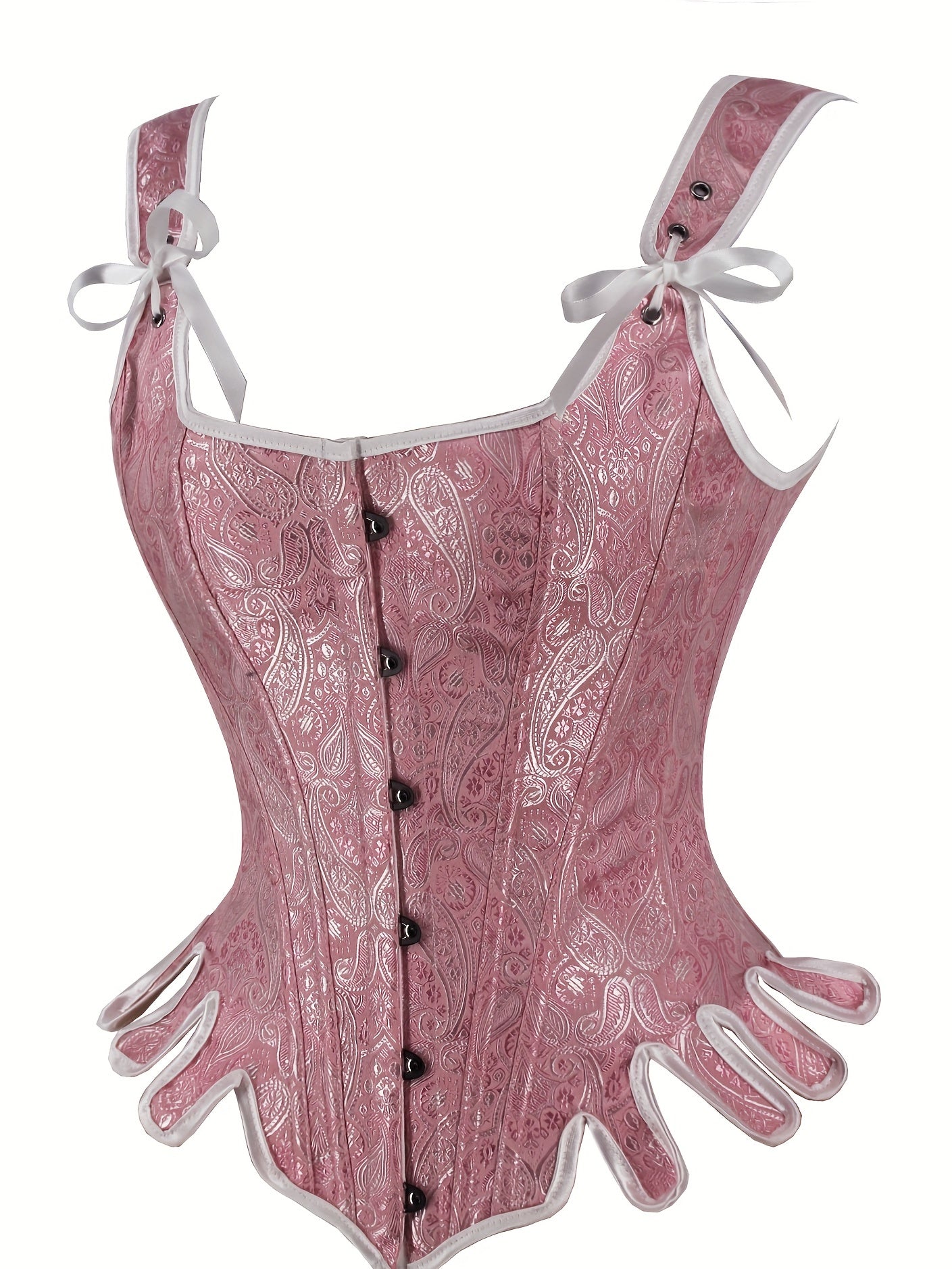 Jacquard Tank Corset Bustier Tummy Control Lace Up Sleeveless Body Shaper