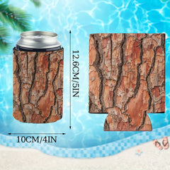 Tree Bark Texture Print Neoprene Can Cooler Lid Insulated 12oz Standard Can