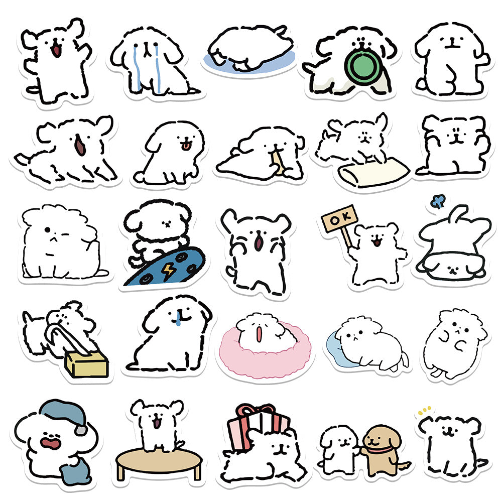 100pcs Puppy Dog Stickers Laptop Skateboard Phone Cute Animal Decals