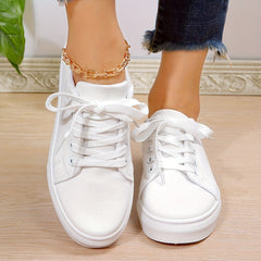 Women's Flat Lace Up Low Top Sneakers Casual Walking Shoes