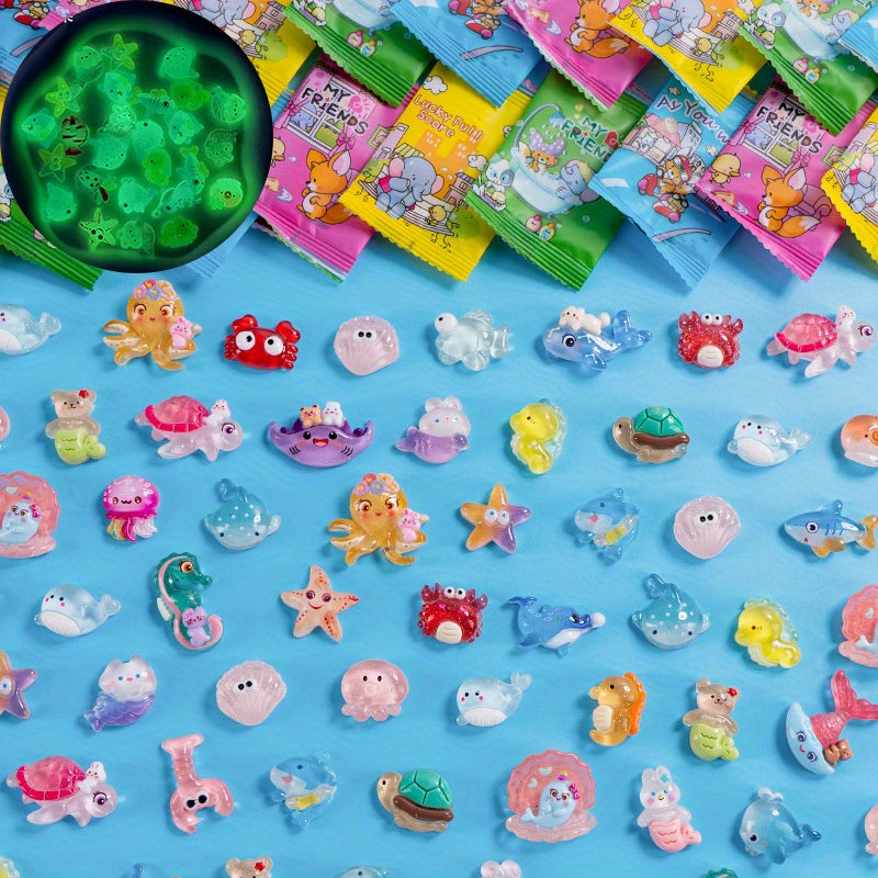 30pcs Mini Translucent Turtle Shell Blind Bags Resin Ocean Series Toys
