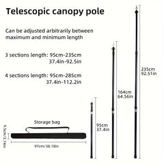2pcs Adjustable Tent Poles Aluminum Alloy Camping Beach Shelter Tarp Awning Pole