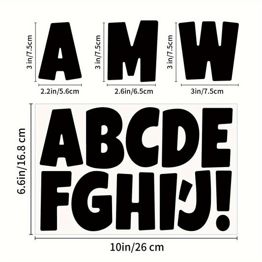 Vinyl Alphabet Stickers Set of 3 Sheets 3 Inch Chunky Font Reusable Decals