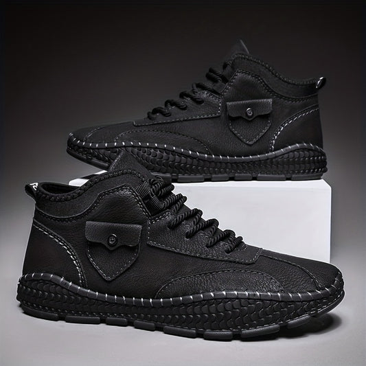 Men Stitch Pointed Leather Boots Formal Dress Shoes For Party Office Wedding