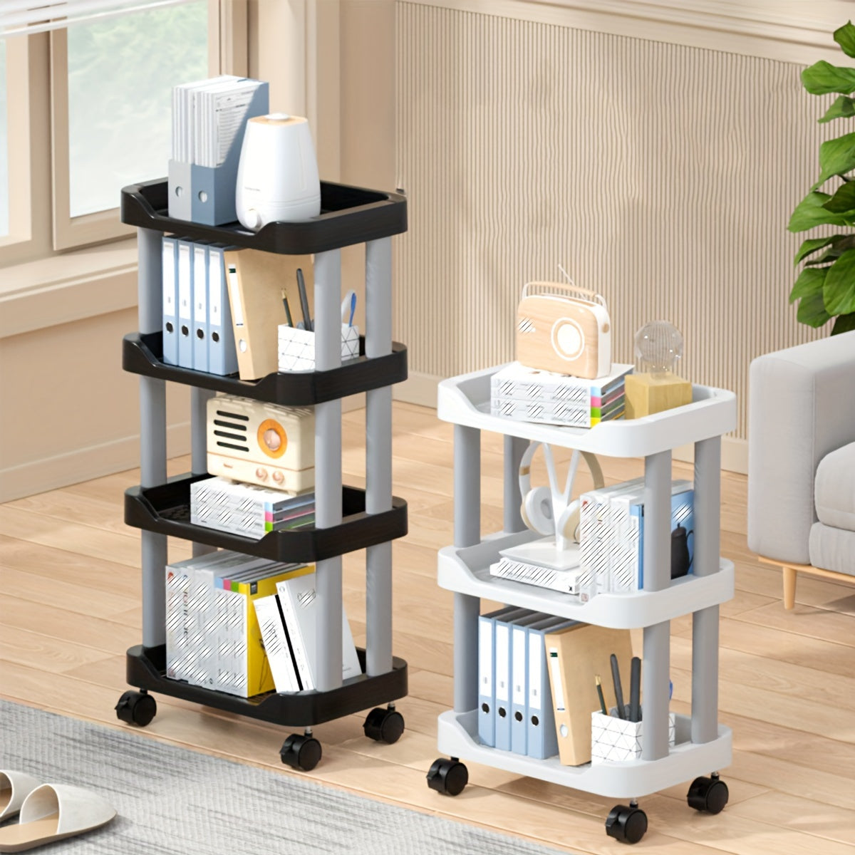 1pc 3 4 Tier Utility Cart Rolling Organization Cart With Wheels