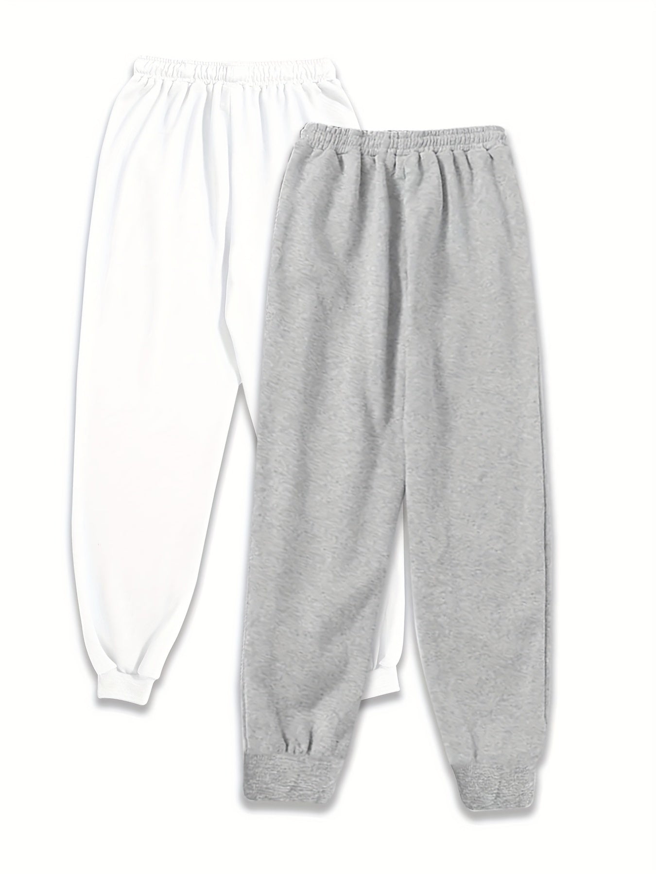 Two Pack High Waisted Sweatpants Solid Drawstring Casual Pants