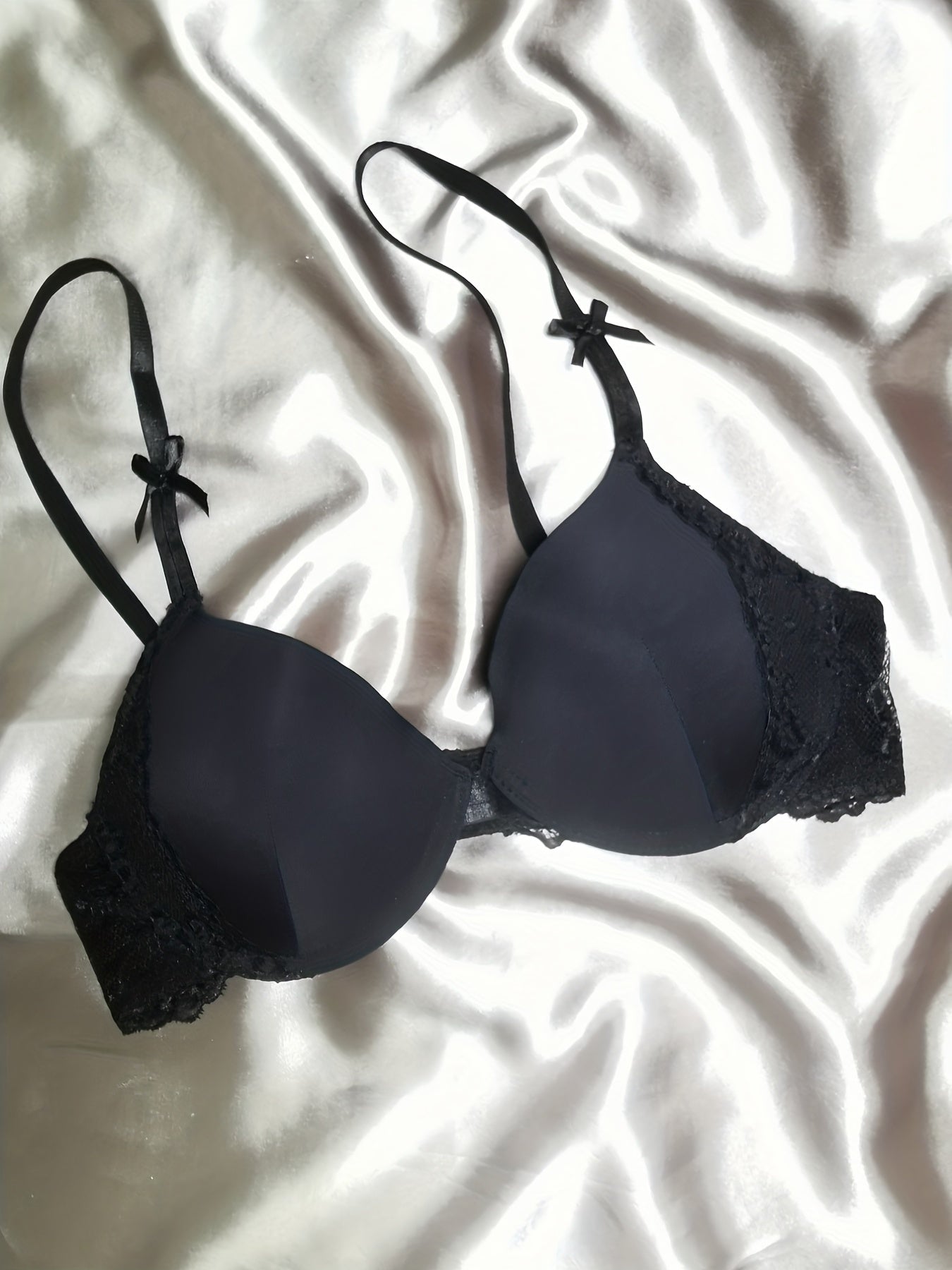 Lace T-Shirt Bra for Women Push Up Bow Tie Lingerie