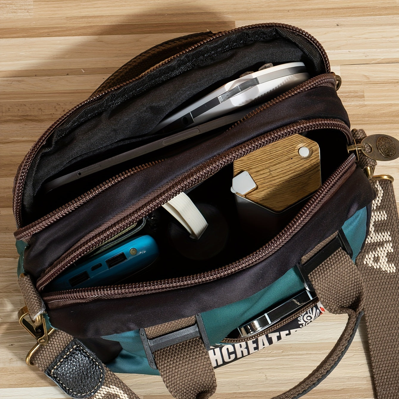 Chinese Style Totem Men's Casual Crossbody Bag With Adjustable Shoulder Strap