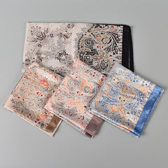 Flower Scarf Bandana Womens Silk Head Scarf Floral Print Square Turban