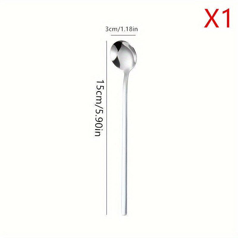 3pcs Stainless Steel Dessert Spoon Modern Stirring Spoon Reusable