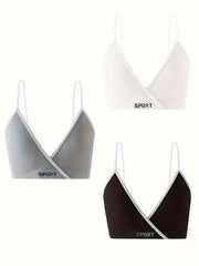 3pcs Wireless Bras Comfy & Breathable Stretch Intimates Bra Women's Lingerie