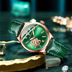 Women's Green Alloy Mechanical Watch