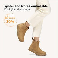 Women's Round Toe Slip-on Flat Ankle Boots