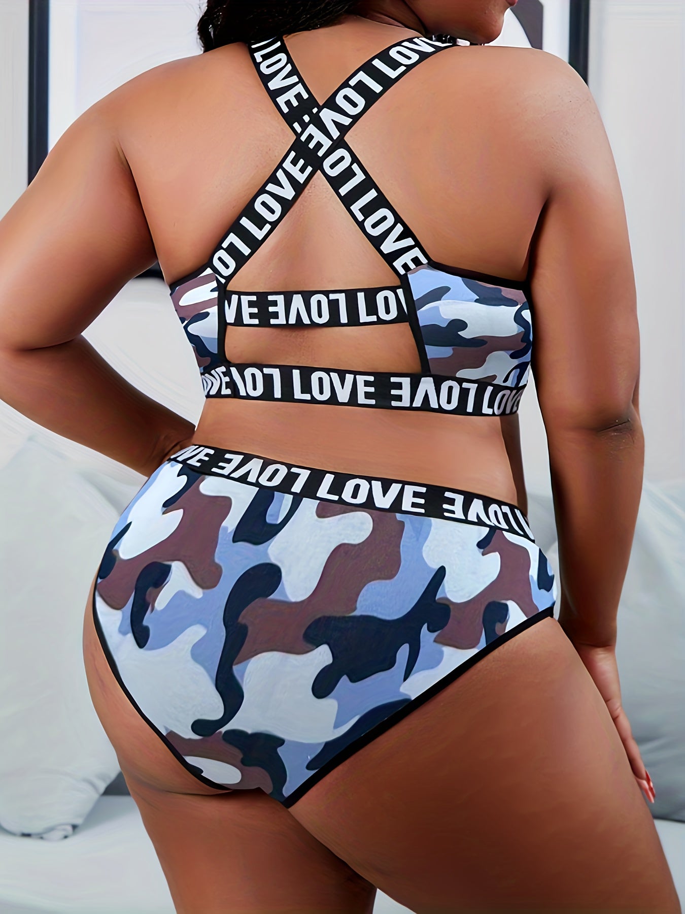  Camo Print Sports Lingerie Set