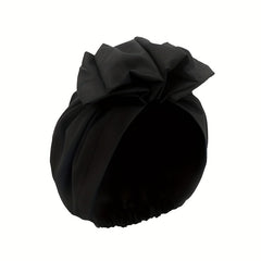 Vintage French Style Turban Cap Solid Pleated Headwrap Plate Flower Head Scarf