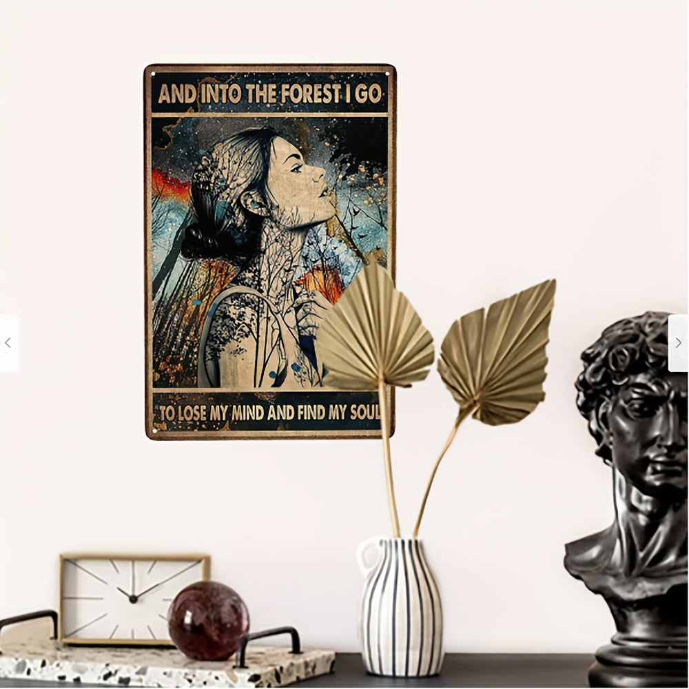 1pc Woman Forest Poster Vintage Tin Metal Sign Iron Painting Bar Garage Restaura