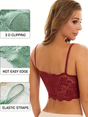 4pcs Lace Wireless Bralettes Scallop Trim Bra Women's Lingerie