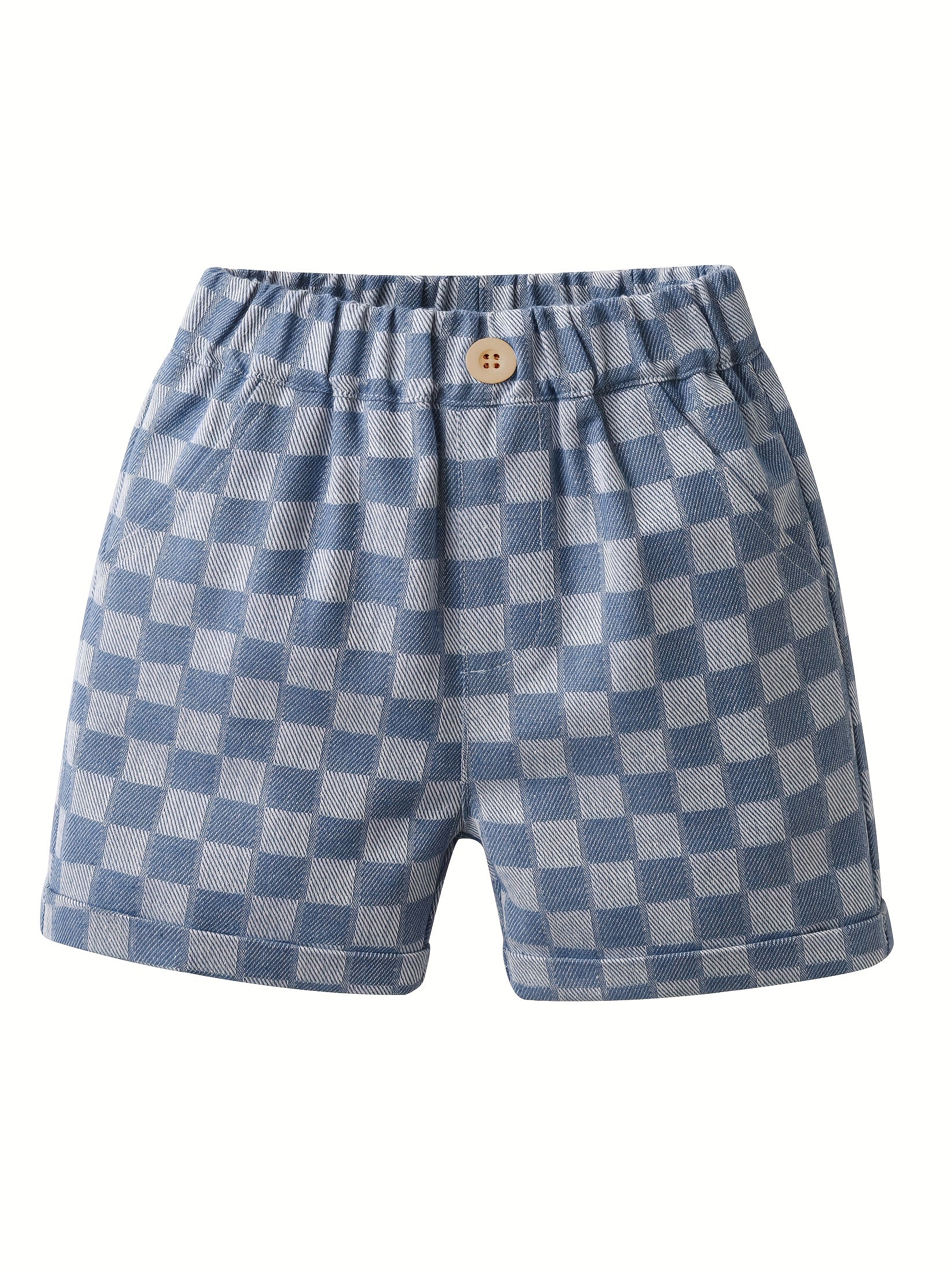Plaid Print Boys Creative Shorts Casual Quick Dry Stretchable Summer Outdoor