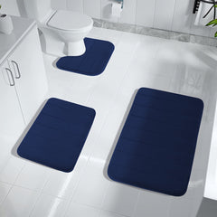 Thick Memory Foam Bath Rug Soft Absorbent Bath Mat Plush Velvet Navy