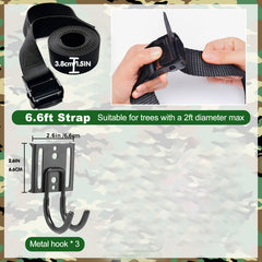 Tree Stand Strap Gear Hangers With 3 Metal Hooks Saddle Platform