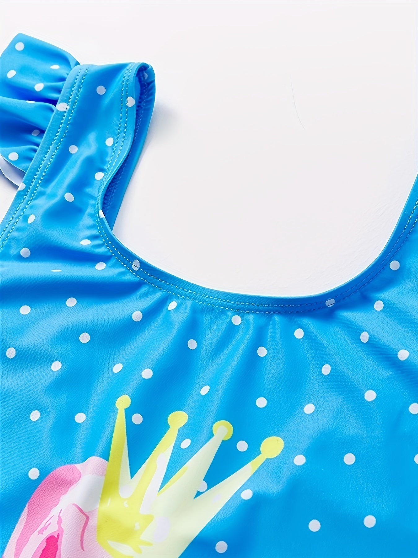 Girls Flamingo Graphic 1pc Swimwear Ruffle Trim Dot Print