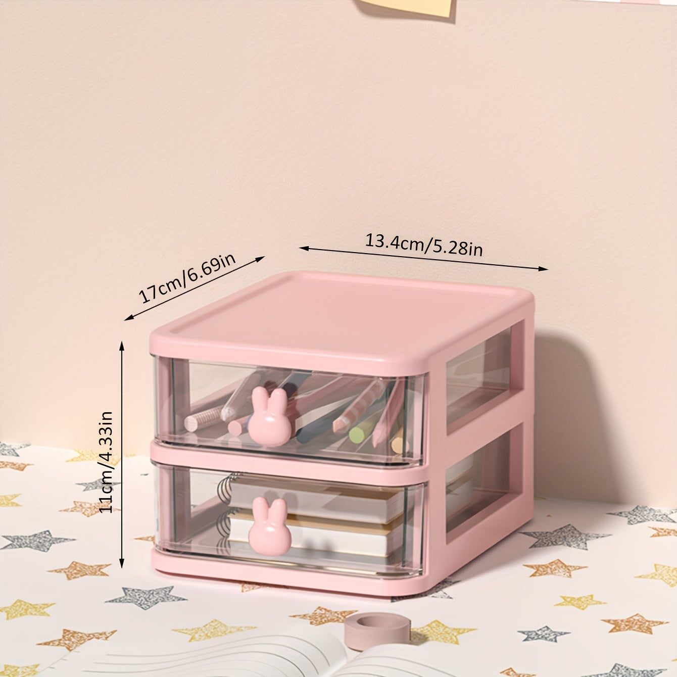 1pc Rabbit Handle Storage Box College Style Desktop Storage Box Teenager Gift
