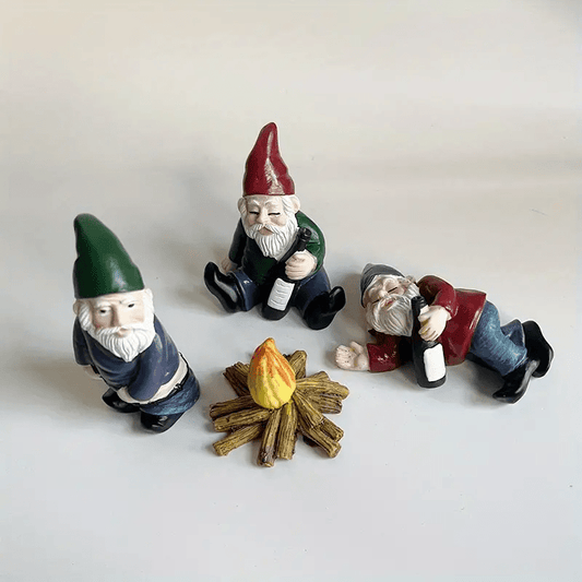 4pcs Gnome Figurines Fairy Garden Dwarf Resin Statue Micro Landscape Decor