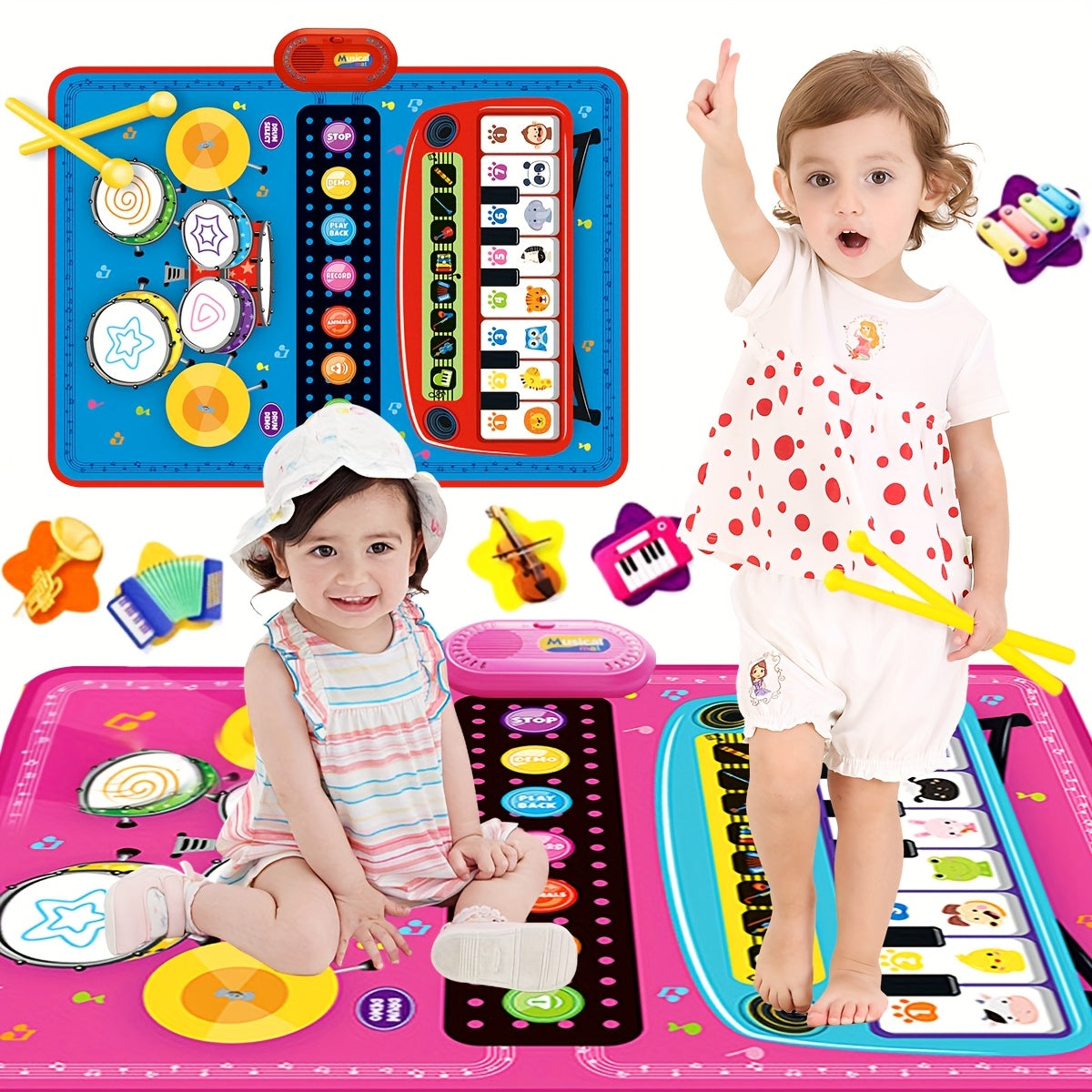 Interactive Music Sensory Play Mat with Piano Keyboard & Jazz Drum