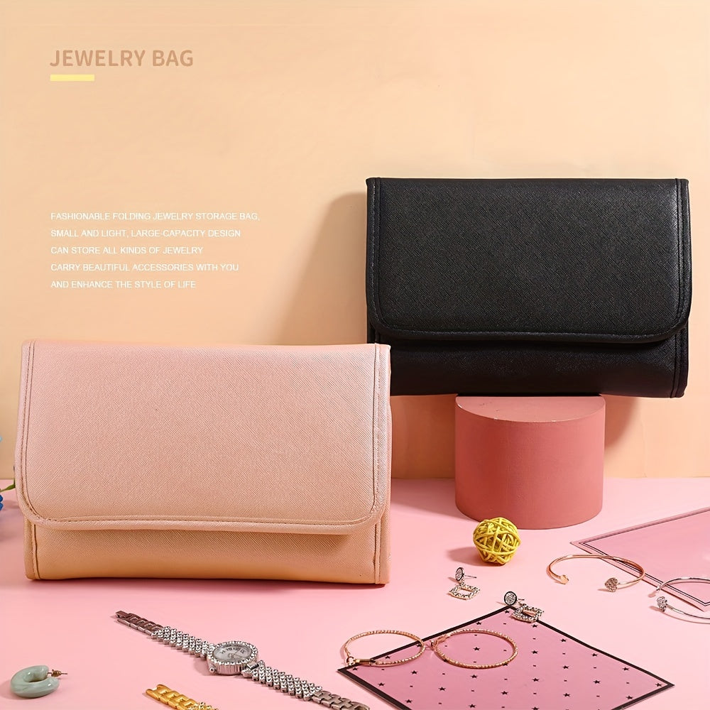 Foldable Jewelry Storage Bag Travel Roomy Earrings Ring Organizer